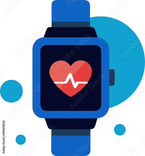 vector of smartwatch showing heart rate and fitness colorful on white background 