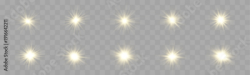Collection of cute sun icons with different expressions, round shapes, and shining light beams. vector