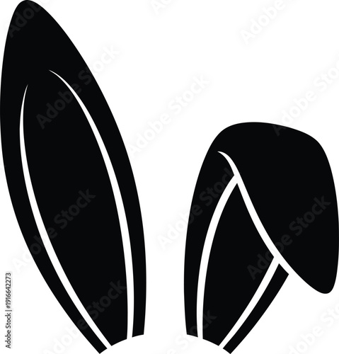 Easter day bunny ears silhouette isolated on transparent background