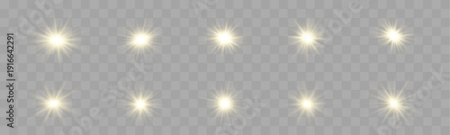 Flat design sun symbols collection with minimal shapes and clean radiant line rays. vector
