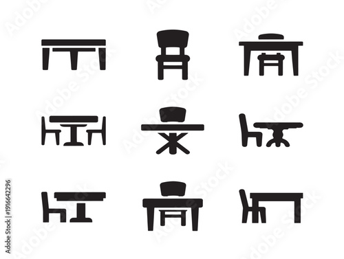 Minimal table and chair silhouette with professional dining concept