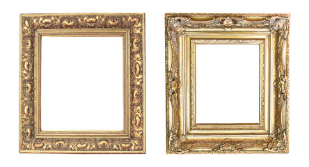 Set of Decorative vintage frames and borders set,Gold photo frame with corner Thailand line floral for picture, Vector design decoration pattern style. border design is pattern Thai art style Png
