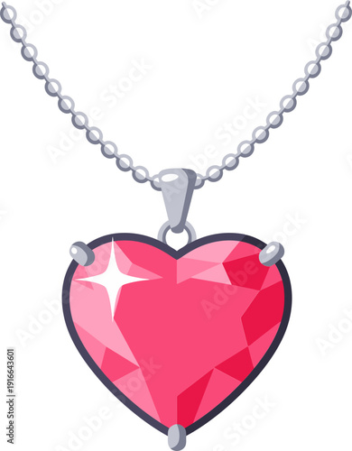 heart shaped necklace isolated on white