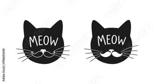 Two black cat heads with text a charming silhouette
