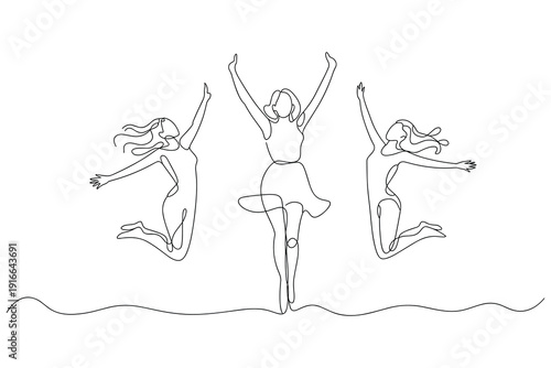 A graceful black vector illustration of a ballerina silhouette performing an artistic dance pose, capturing the beauty and fitness of a woman in a jumping action figure