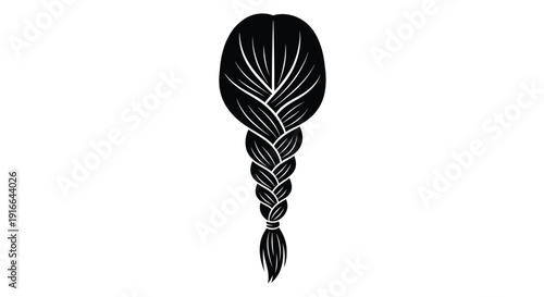 Intricate braided hairstyle design a striking black silhouette