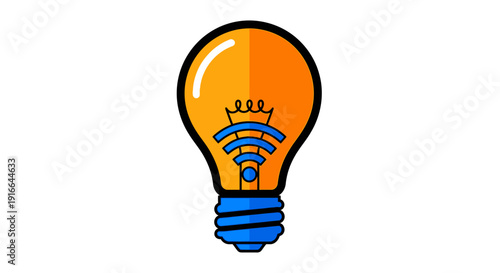 Creative light bulb with wifi symbol inside representing smart ideas.