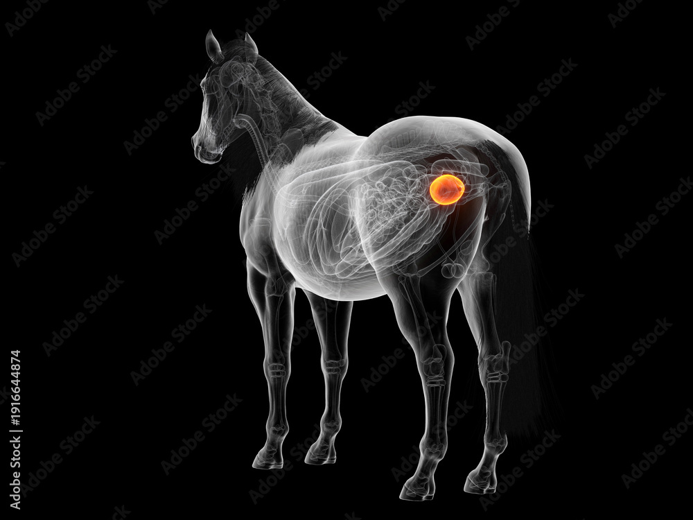 Fototapeta premium A Detailed 3D Depiction Of The Urinary Bladder Of A Horse