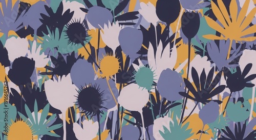 Vibrant floral pattern with colorful flowers and leaves