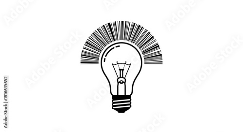 Creative Idea Light Bulb Warrior Helmet Symbol.