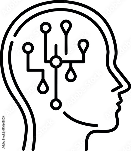 Illustration of a human head with interconnected nodes representing neural networks.