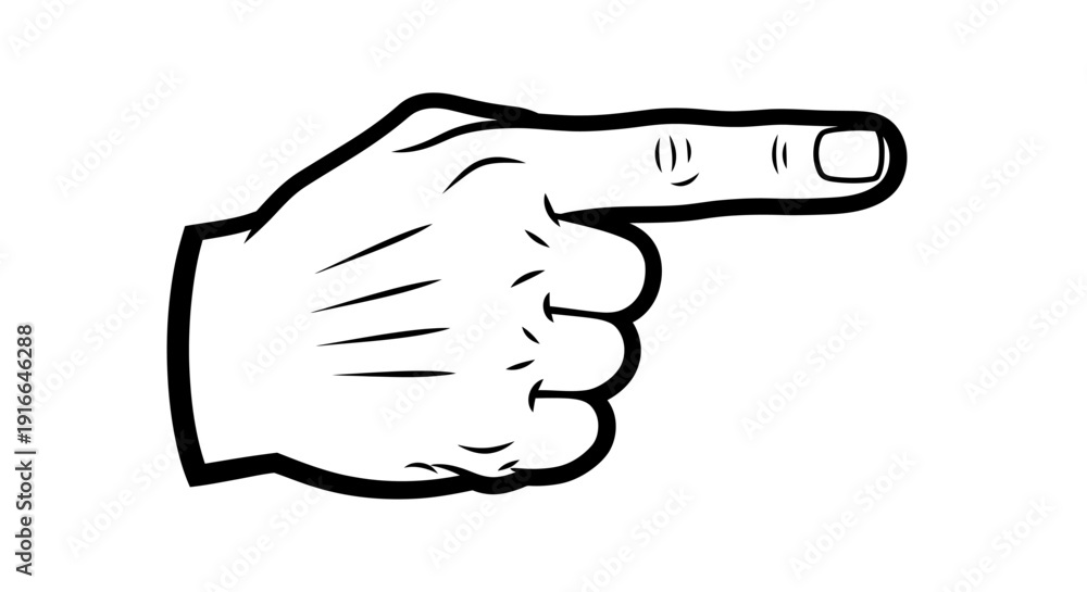 Fototapeta premium Hand with Index Finger Pointing Right on Isolated White Background