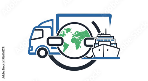 Global Logistics and Transportation Network Illustration.