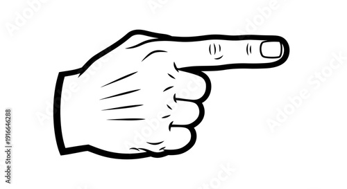 Hand with Index Finger Pointing Right on Isolated White Background