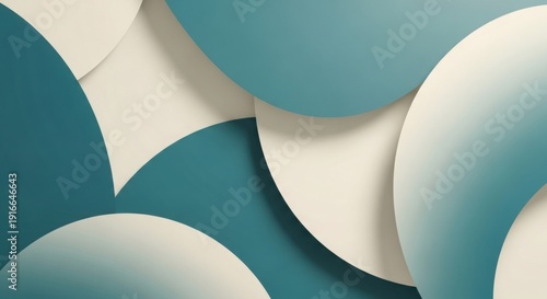 Teal and cream colored circles in abstract overlapping pattern design element