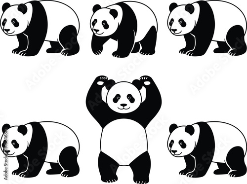 Cartoon panda illustration, standing panda artwork, cute animal character design, individuality concept, playful vector cartoon, children activity, bamboo bear drawing
