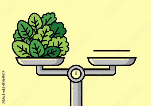 Healthy Eating Balanced Diet Weighing Scale with Greens.