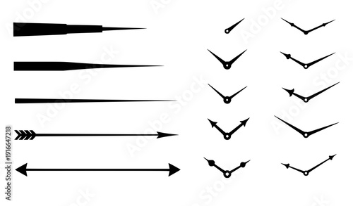 Antique Watch Pointer Collection Retro Analog Clock Hour Minute Second Hands Vector Isolated on White Background