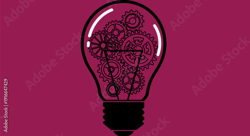 Intricate Gears Inside Light Bulb Symbolizing Innovation.