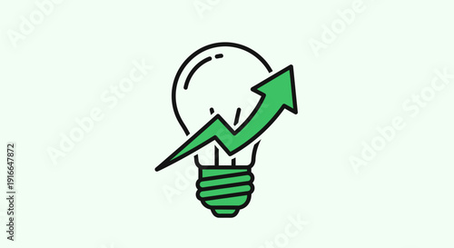 Lightbulb with Upward Trending Arrow Symbolizing Growth.