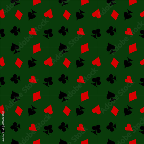 Seamless casino playing card suits pattern