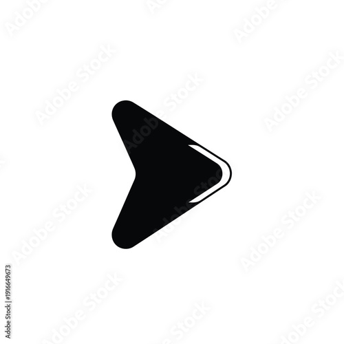 Clean and modern black right-pointing arrow icon, an essential graphic symbol for user interface navigation, multimedia controls, and advancing content within digital platforms