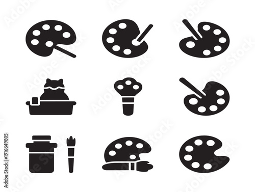 Elegant artist palette silhouette in colorful creative setting