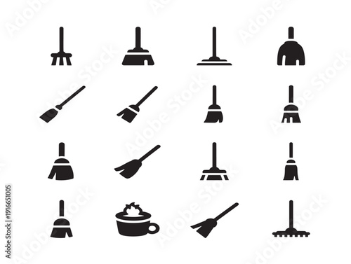 Professional cleaning tools silhouette in modern housekeeping style