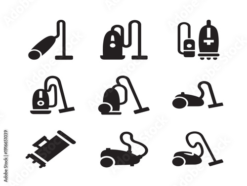 Powerful vacuum cleaner silhouette with dynamic home cleaning energy