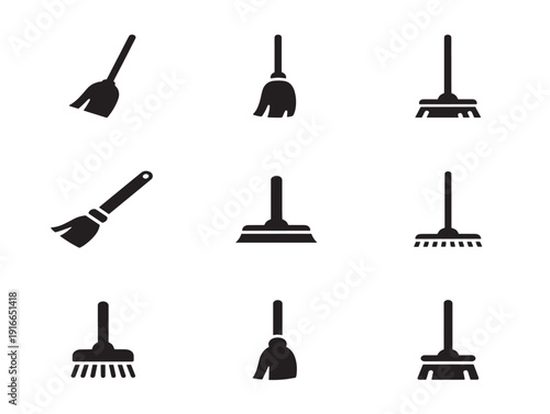 Practical broom and mop silhouette for spotless cleaning theme