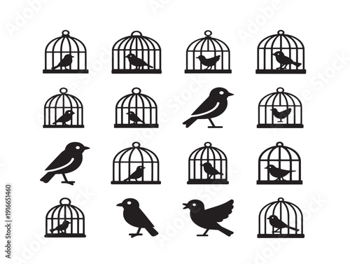 Decorative bird cage silhouette with classic vintage charm