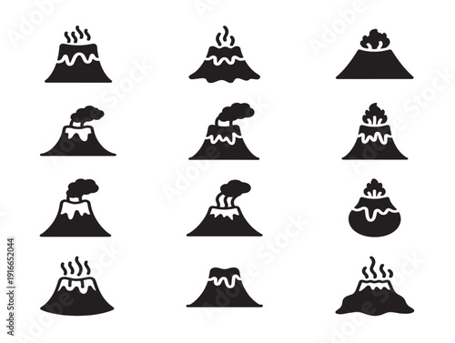 Majestic volcanic mountain silhouette in bold elegant style