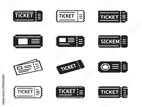 Elegant admission ticket silhouette in simple professional style