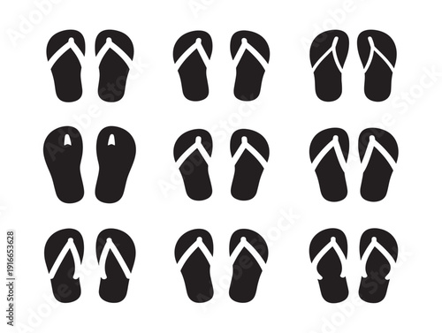 Simple summer sandals silhouette in clean elegant outline