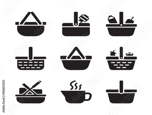 Charming picnic basket silhouette with delightful outdoor theme