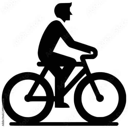 Bicyclist Silhouette: A sleek silhouette of a person leisurely riding a bicycle, perfect for conveying themes of exercise, recreation, and healthy transportation.