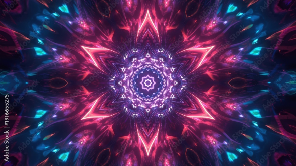 Fototapeta premium Mesmerizing cosmic fractal pattern radiating vibrant light and energy in space