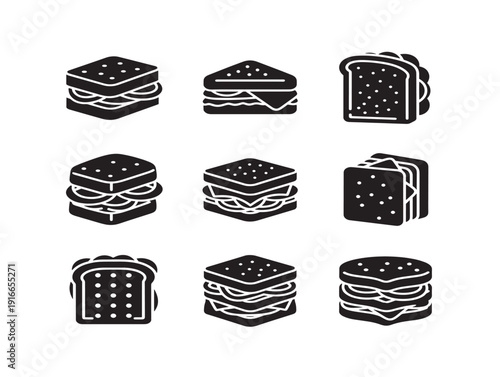 Fresh sandwich set silhouette with gourmet lunch concept