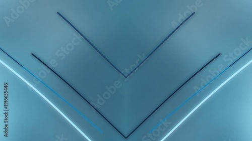 4K Abstract Neon Geometric Lines Background | Blue Glowing Chevron Symmetry Loop