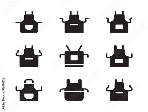 Practical apron icon silhouette with kitchen work concept