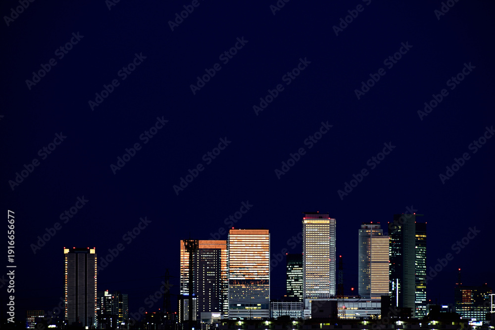 Naklejka premium 名古屋駅ビル群の夜景【遠望】
