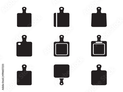 Elegant kitchen chopping board silhouette in minimal outline