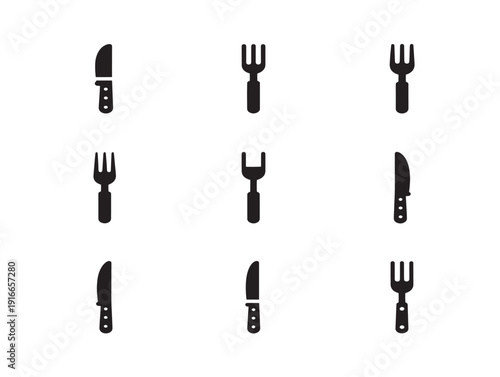 Refined knife and fork silhouette with fine dining theme