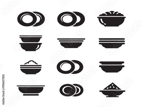 Elegant plate and bowl silhouette with dining table concept