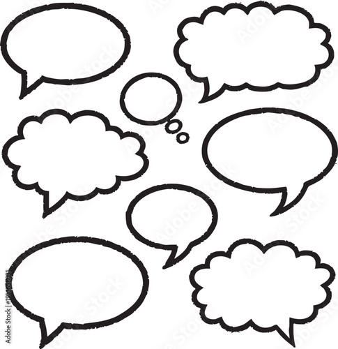 A group of empty speech bubbles in various shapes and sizes Vector