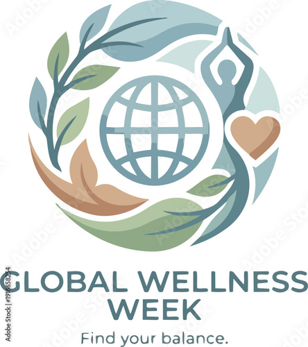 Global Wellness Week Minimal Calm Element Representing Balance, Mindfulness, and Holistic Wellbeing Concept