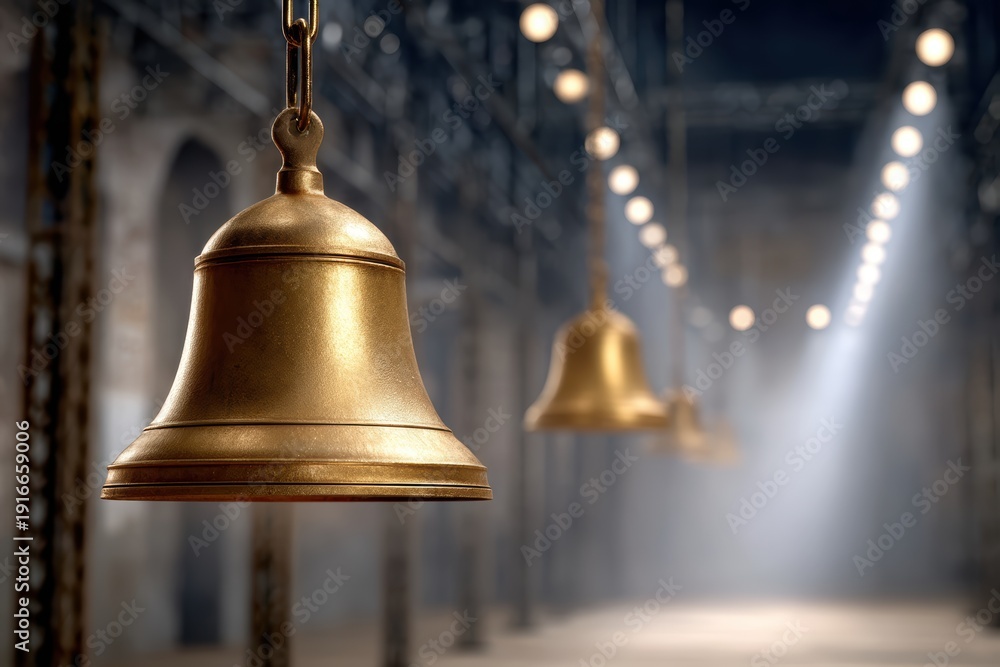 Obraz premium Bell in room with lights a bell is situated within a room illuminated by ambient lighting