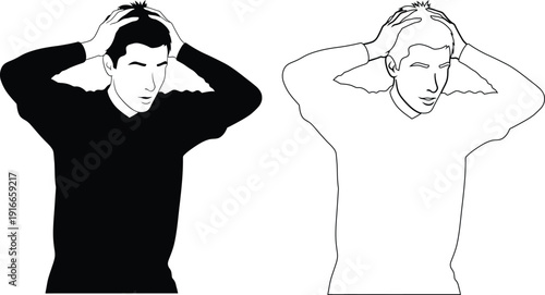 Two illustrations showing a person experiencing neck and shoulder tension relief techniques