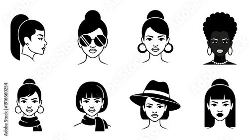 Diverse Women Illustrated in Various Styles and Accessories