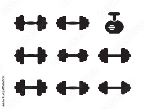 Modern weightlifting dumbbell silhouette in clean simple style
